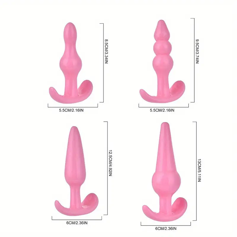 Pack of 4 Butt Plugs Training Set For Beginners Users With Sex Toys