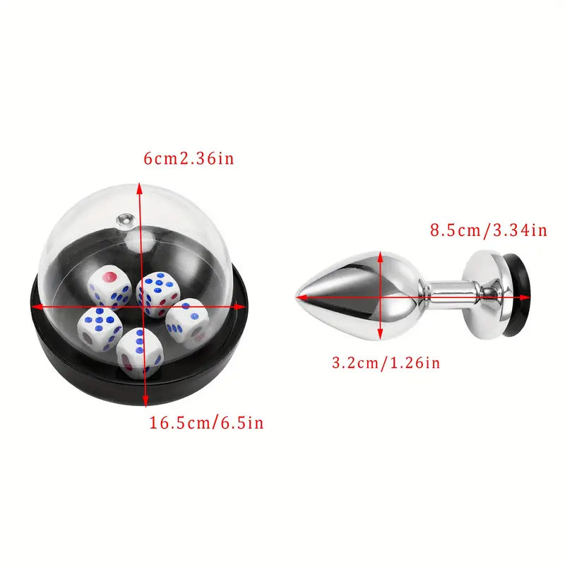 Unisex Dices Design Metal Butt Plug BDSM Games Flirting Adult Toy