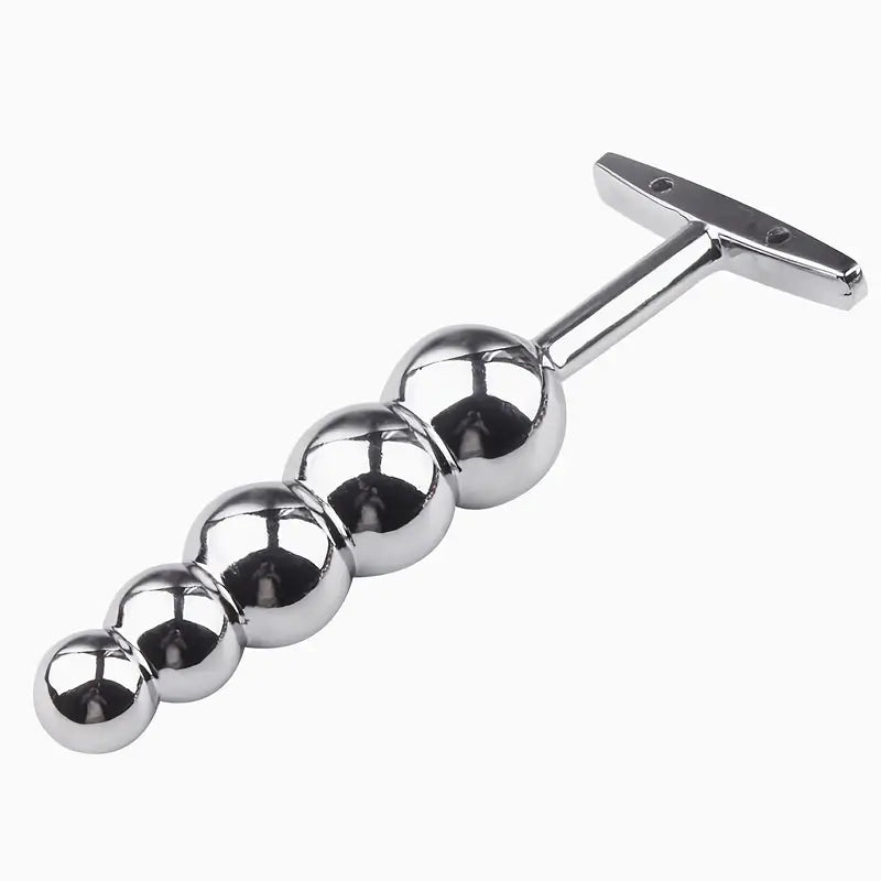 Fetish Kinky Sex Love Anal Beads Metal Butt Plug With 5 Graduated Balls