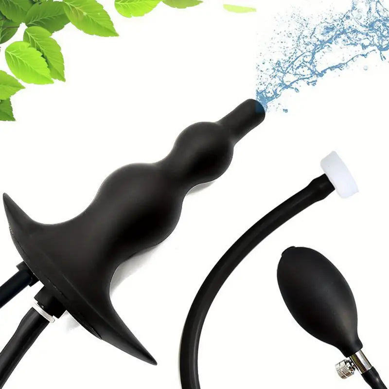 Women Inflatable Anal Plug Anal Beads Butt Plug Enema Cleaning Irrigator