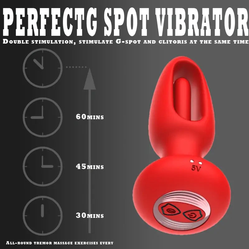 Red Silicone Prostate Massager Vibrating Anal Plug Rechargeable Wearable