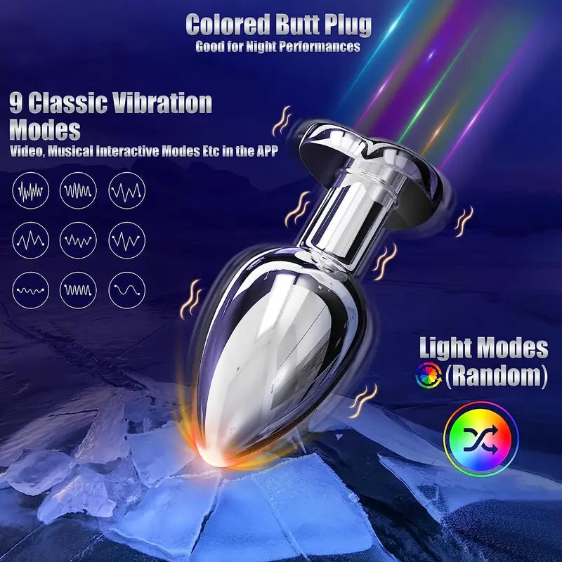 Butt Plug With 10 Vibrating Modes Flashing Light Base Prostate Massager