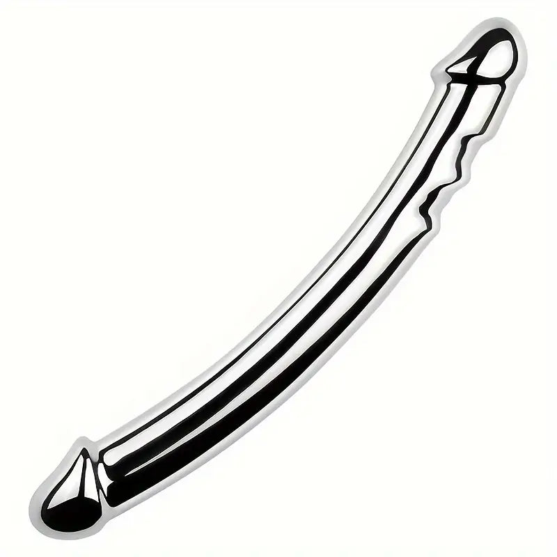 Metal Anal Butt Plug Double Head Dildo Realistic Penis G-spot Stimulator