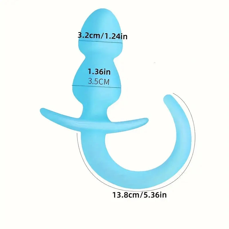 Double Bead Silicone Manual Dog Tail Anal Plug T-Shaped Anal Plug
