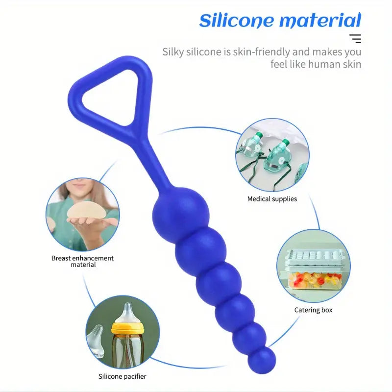 Anal Pulling Beads BDSM Silicone Anal Plug Blue & Purple Anal Stimulation
