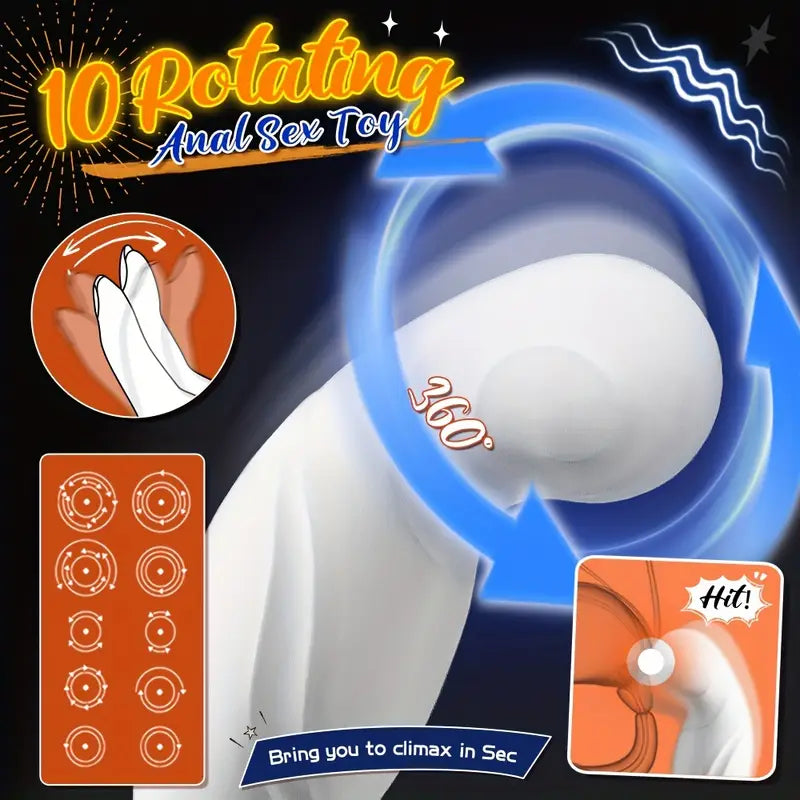 Rotating Anal Vibrator Prostate Massager C-Shaped Penis Ring Adult Anal Toy