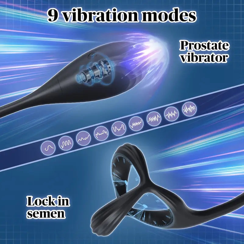 3in1 9 Vibration Butt Plug Cock Penis Ring APP Remote Control Adult Toy
