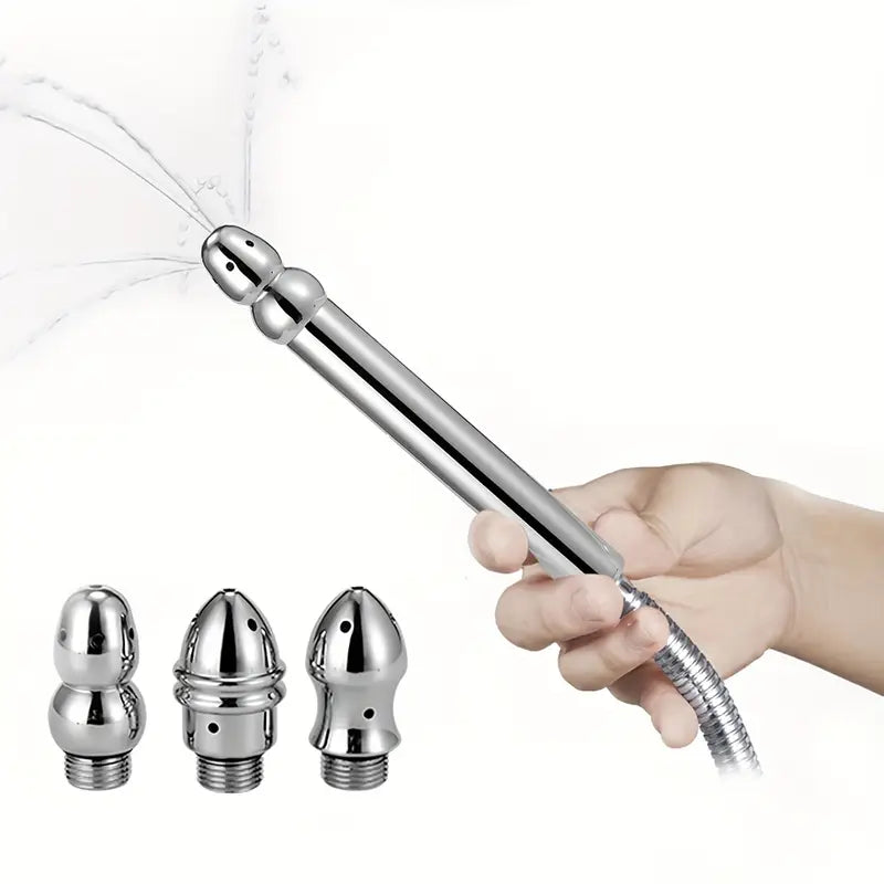Metal Anal Douche Portable Showerhead Three Heads Enema Cleaner