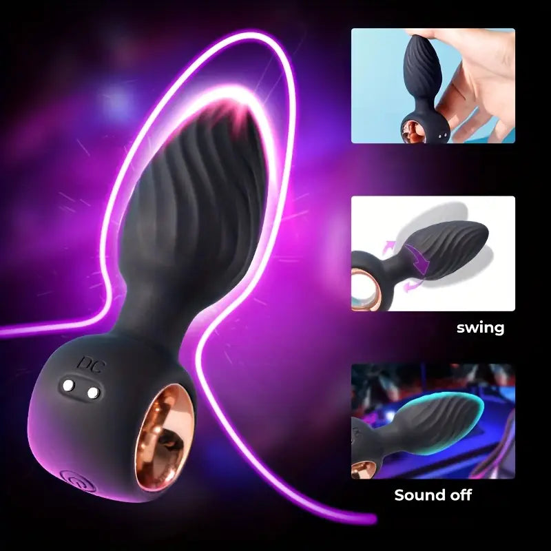 360° Rotating Anal Butt Plug Vibrator Swing Prostate Massager Sex Toy