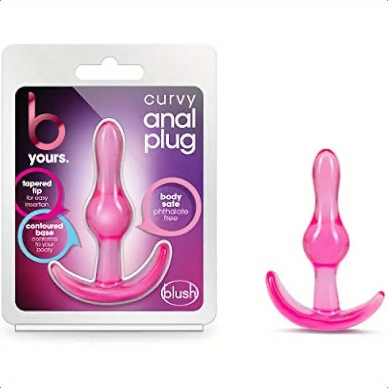 Blush Curvy Anal Plug Wearable 3.5" Beginners Tapered Soft Anal Toy
