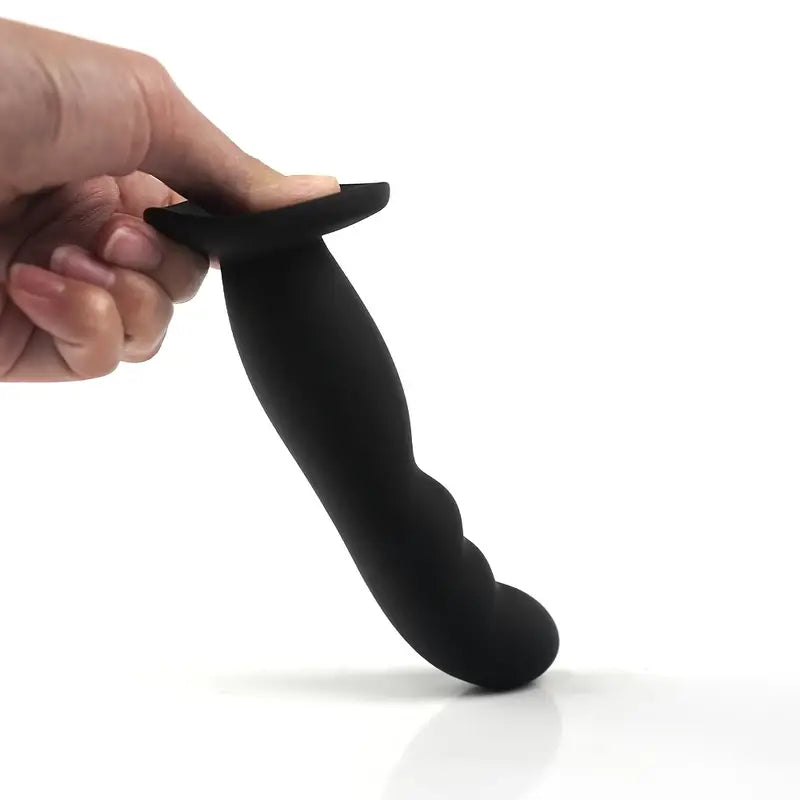 Powerful Suction Cup Anal Beads Flexible Black Silicone Pleasure Anal Plug