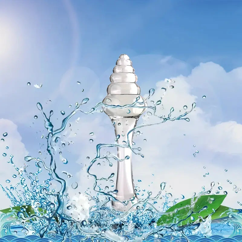 7.68in Crystal Glass Wand Dildo Penis Threaded Glass Fairy Wand Anal Beads