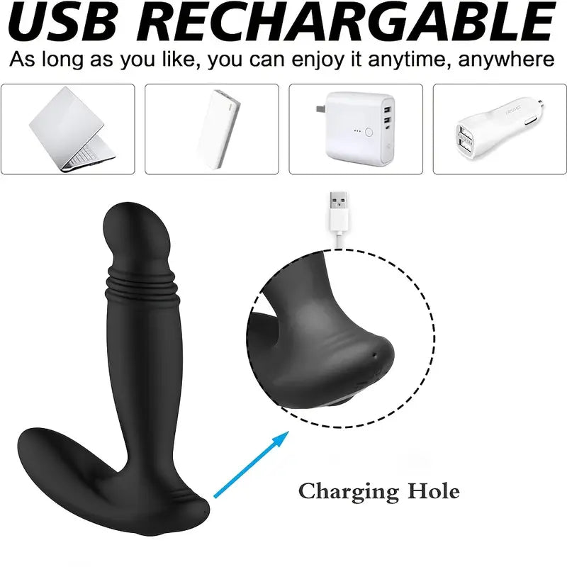 Prostate Massager 10 Vibration Modes Telescopic Thrusting Vibrator