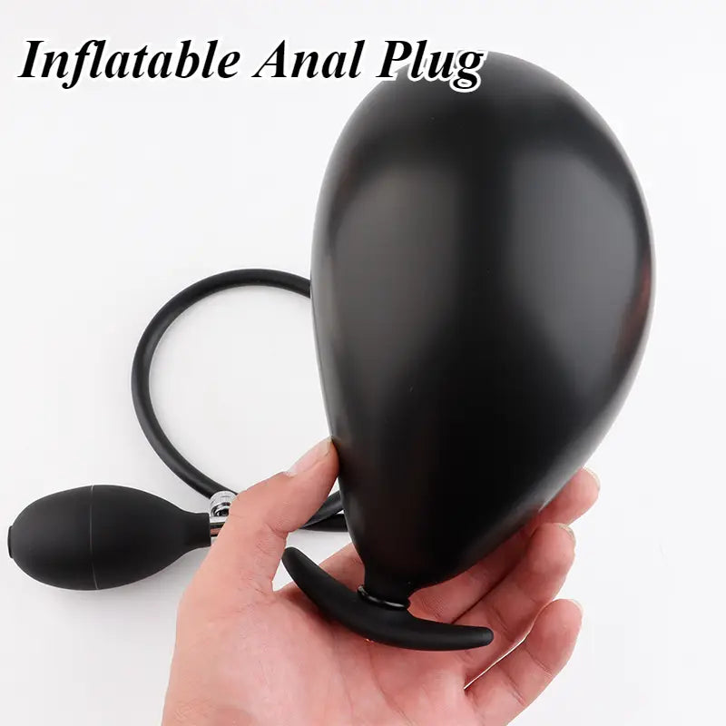 Silicone Inflatable Pump Dilator Massager Butt Plug For Couples Battery Free