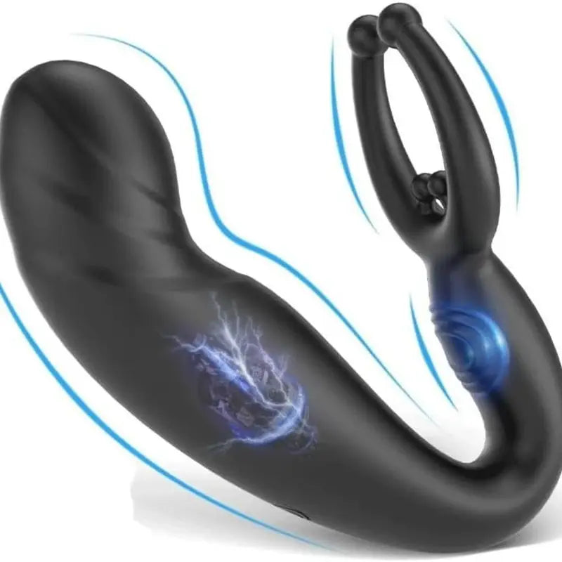 Male Prostate Vibrator Turning Massager Stimulator 10 vibrating Cock Ring