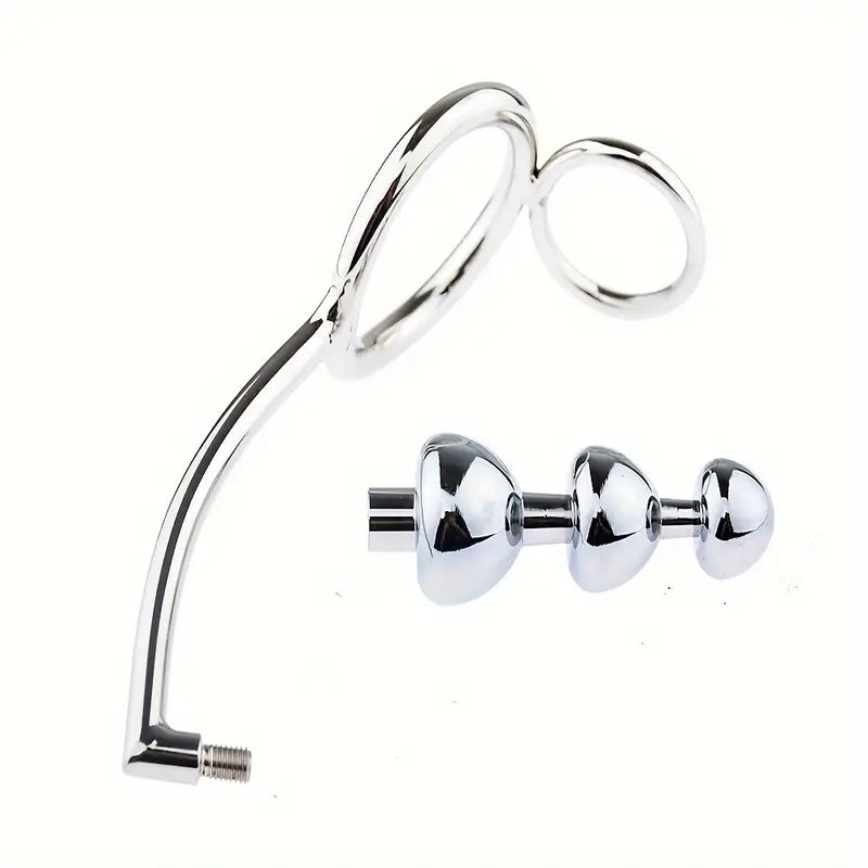 Multifunctional Metal Anal Plug Penis Ring Set Non-Latex Anal Sex Toy