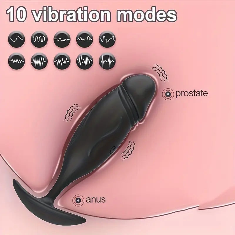 10 Vibration Modes Prostate Anal Plug Rechargeable Quiet Silicone Adult Toy