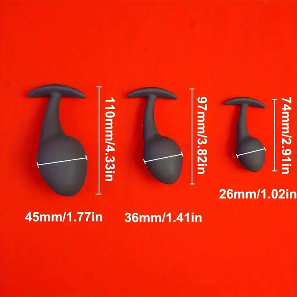 Silicone Anal Dilator Black Butt Plug Tadpole Shaped Anchor Sex Toy