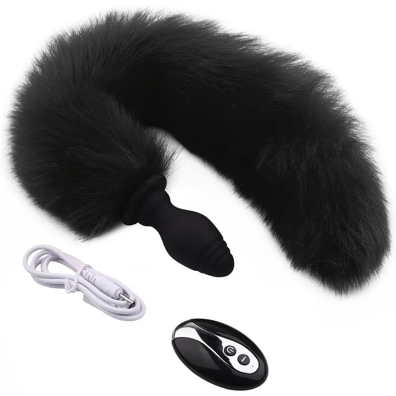 Vibrating Foxtail Anal Butt Plug Remote Control Vibrator Anal Sex Toy