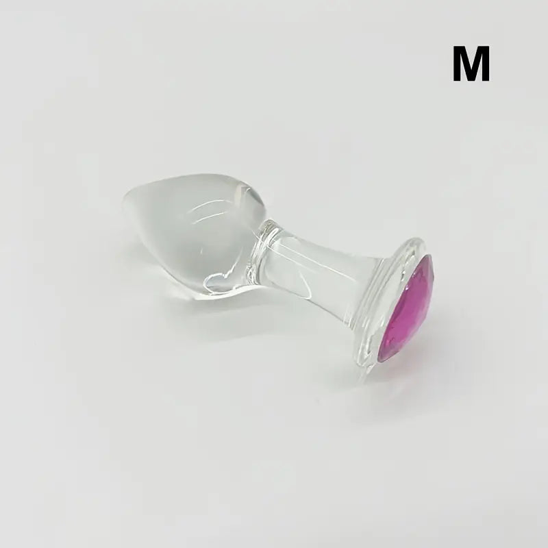 3 Sizes Transparent Glass Pink Head Anal Plug Set Solid Color Hand Wash