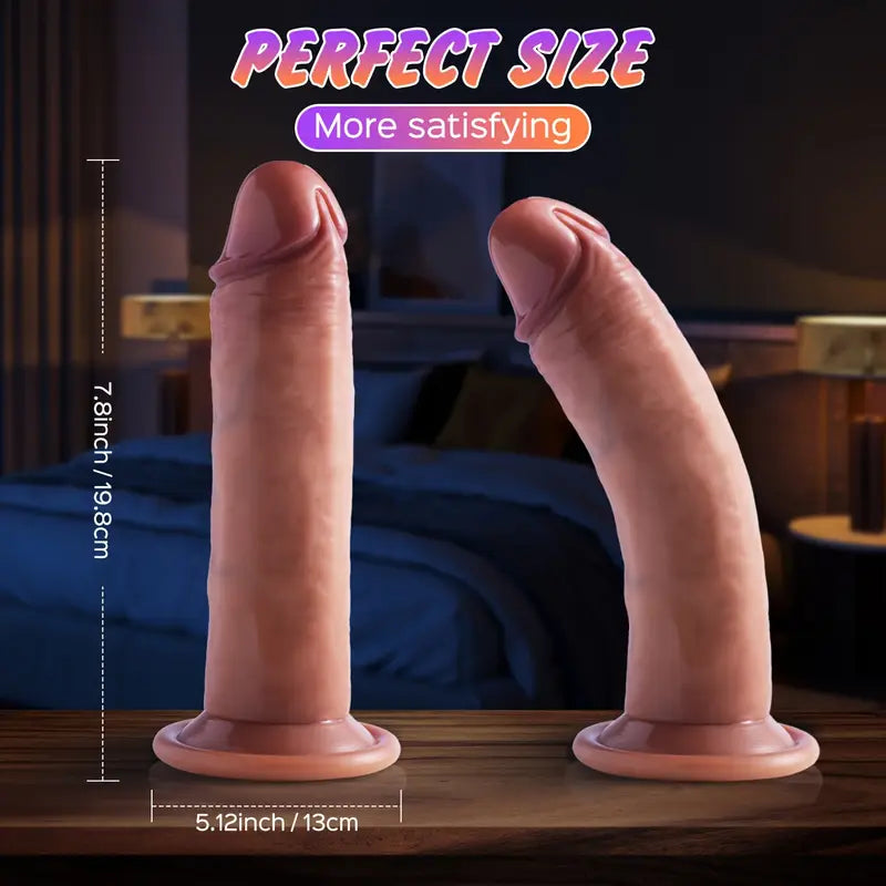 7.8in Realistic Dual-Layer Large Dildo Silicone Adult Self-Pleasure Sex Toy