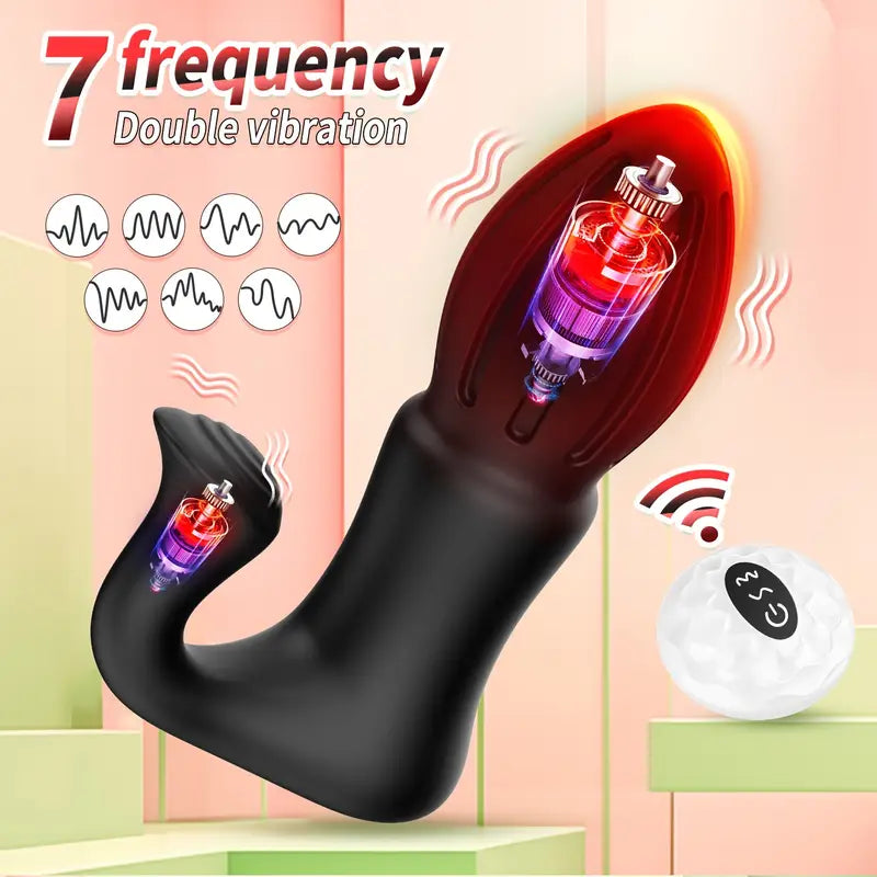 Remote Control Anal Plug 2 in 1 Clitoral Stimulator 7 Frequency Anal Toy