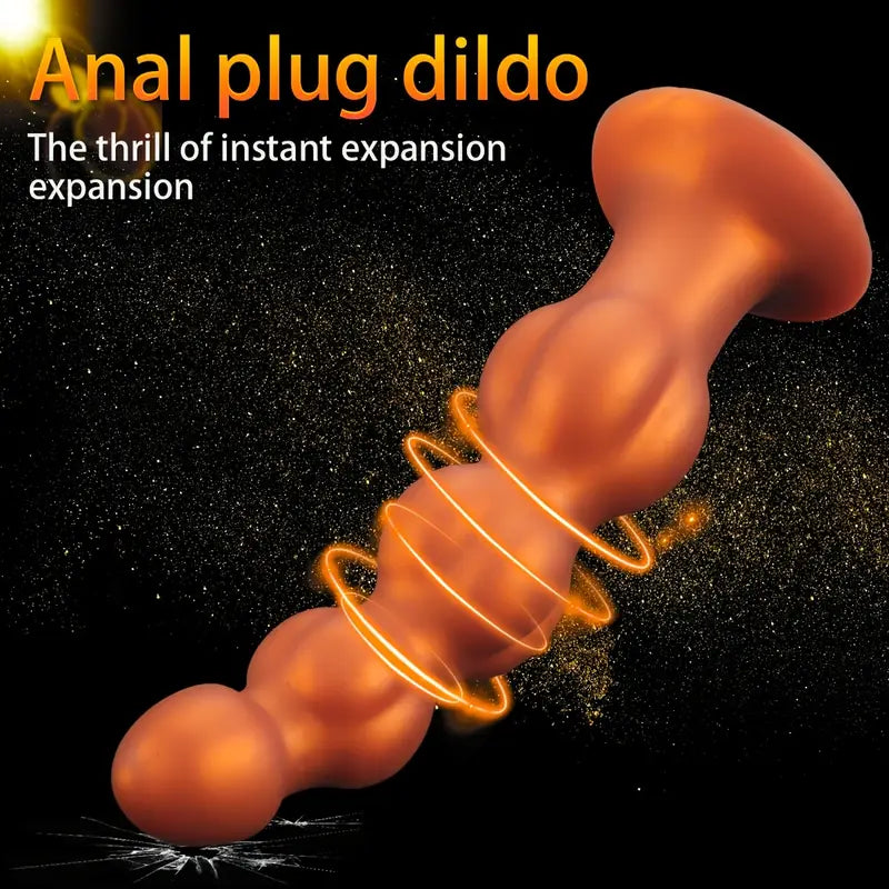 Liquid Silicone Muscle Bead Long Thick Butt Plug For G-Spot Sex