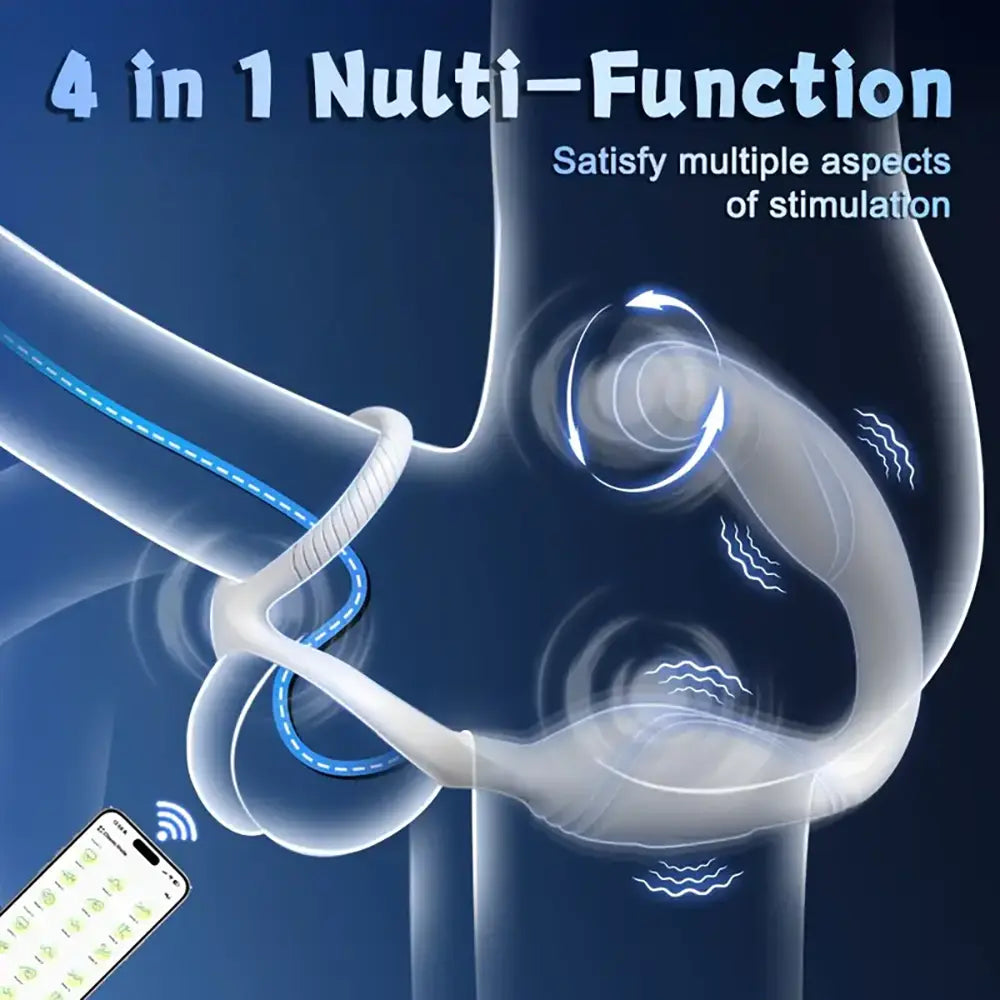 Rotating Anal Vibrator C-Shaped Penis Ring Adult Anal Sex Toy