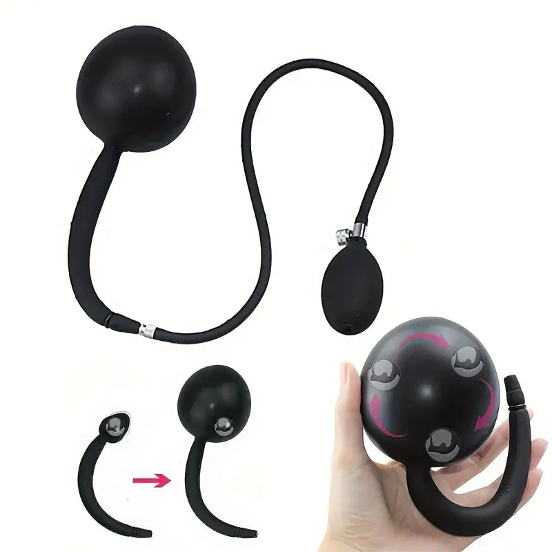Liquid Silicone Inflatable Anal Plug With Rolling Ball Inflatable Anal Plug