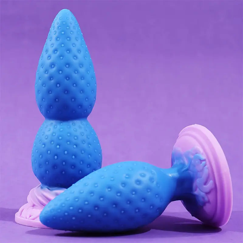 Super Soft Strawberry-Shaped Liquid Silicone Double Size Anal Plug