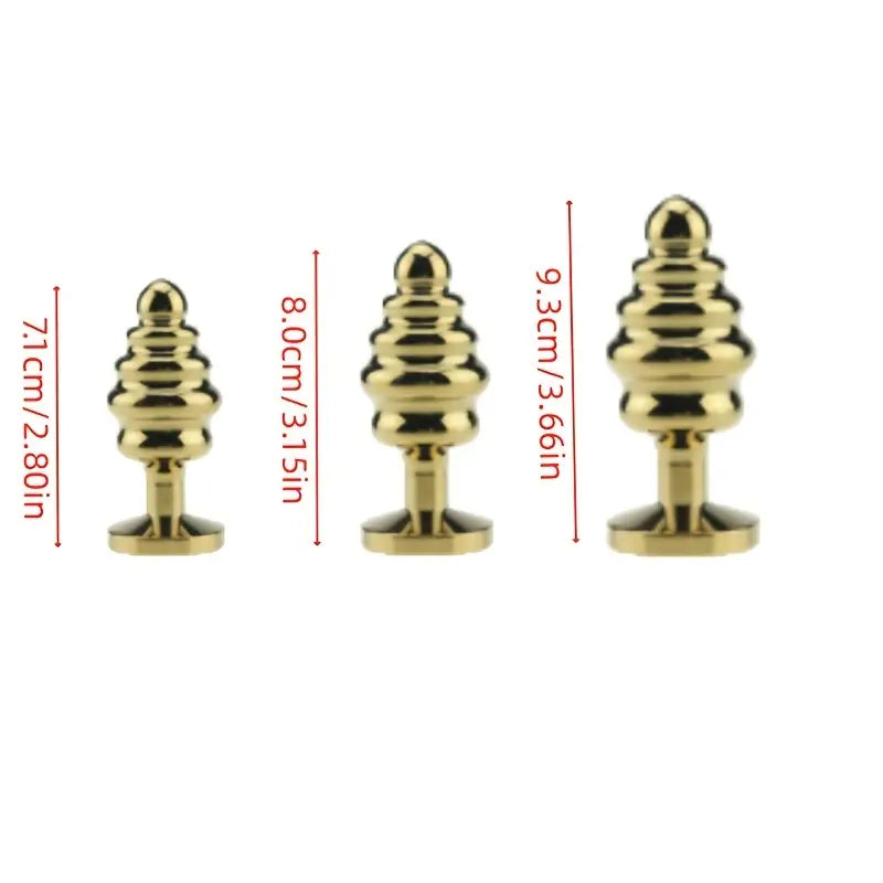 Metallic Anal Beads Threaded Rear Anal Sex Toy Wearable Metal Butt Plug