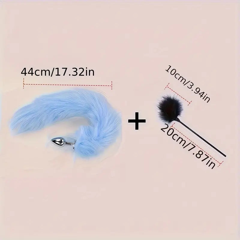 Anal Plug Tail Plus Feather Gradient Color Metal Anal Plug Tail Erotic Supplies