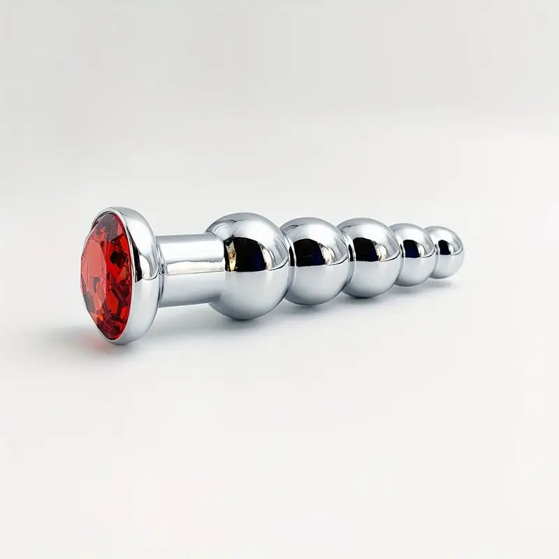 Metal Anal Plug 5 Beads Anal Dilator Jewel Base Butt Plug Anal Toy