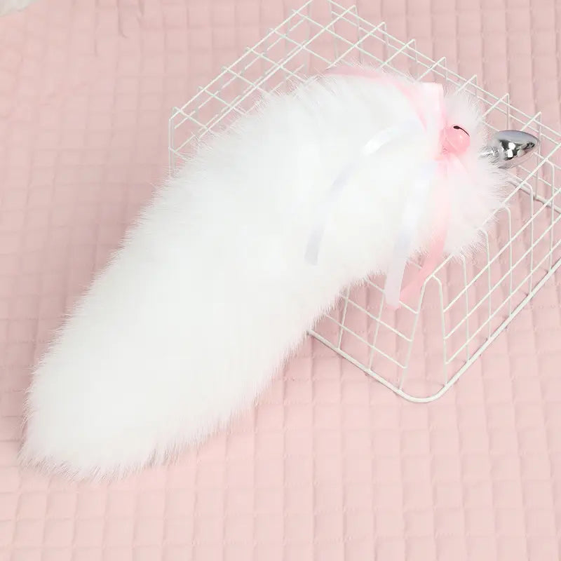 Adult BDSM White Fox Tail Butt Plug SM Metal Alternative Tail Adult Sex Toy
