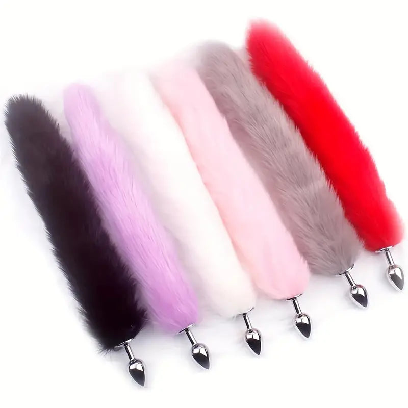 Anal Plug Trainer With Imitation Fluffy Fox Tail Furry Long Fox Tail Role Play