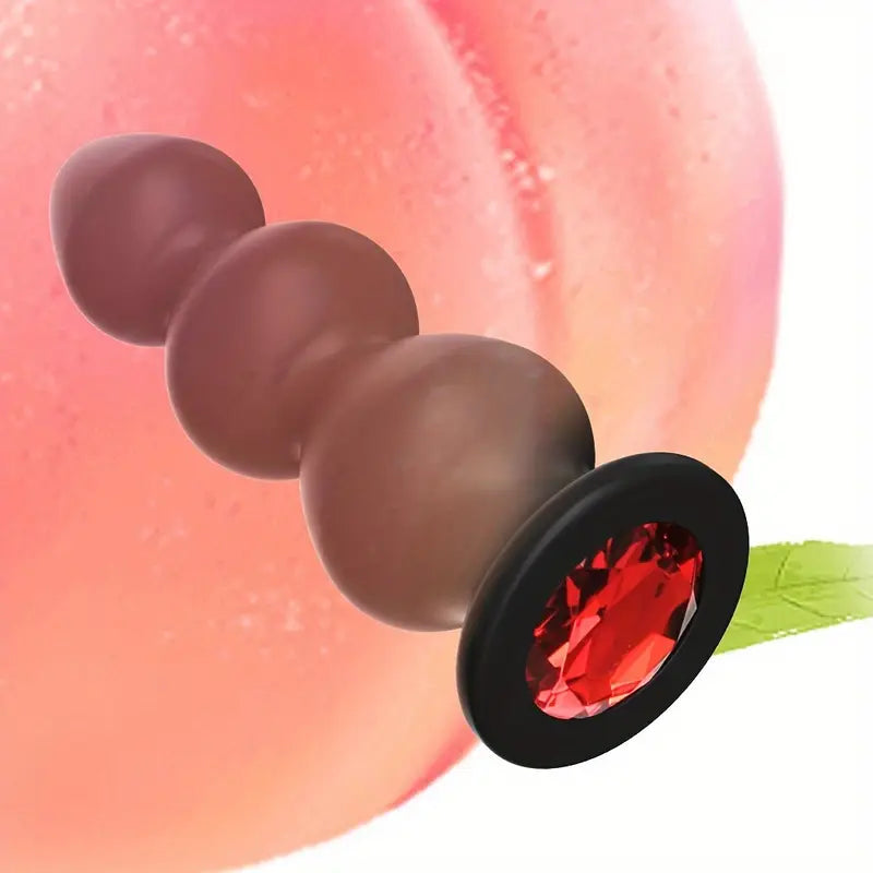 Silicone Anal Plug With Diamond Base Beginner Expert 3 Sizes Bead Ass Plug