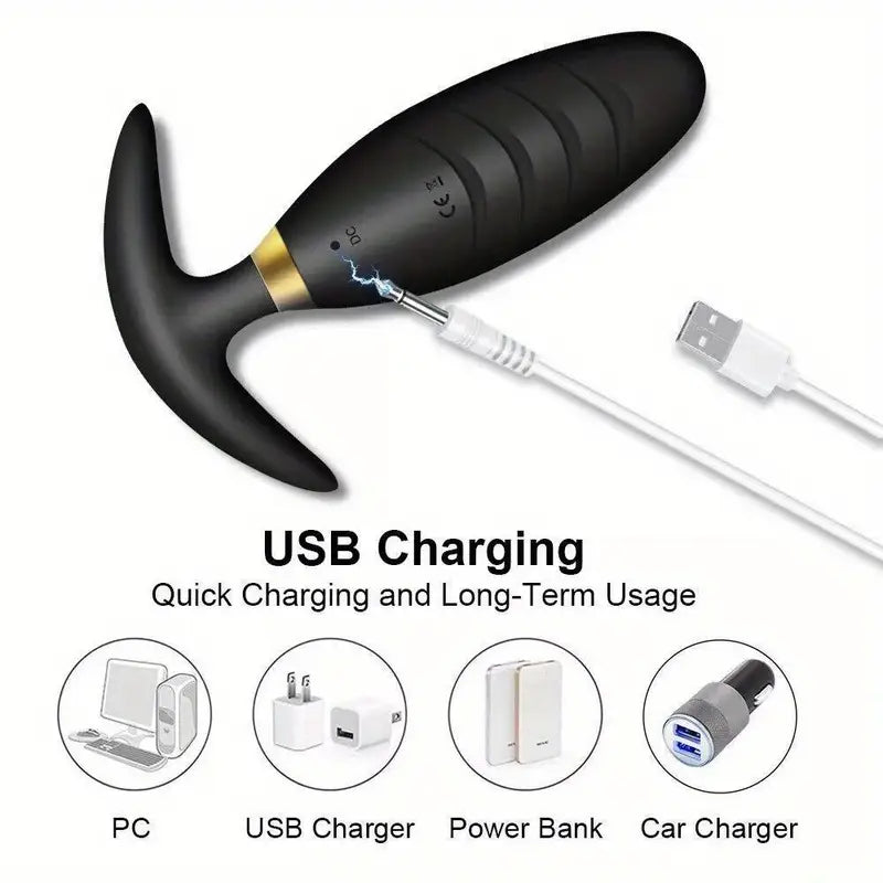 USB Powered Anal Butt Plug With 10 Vibration Modes G-Spot Vibrator