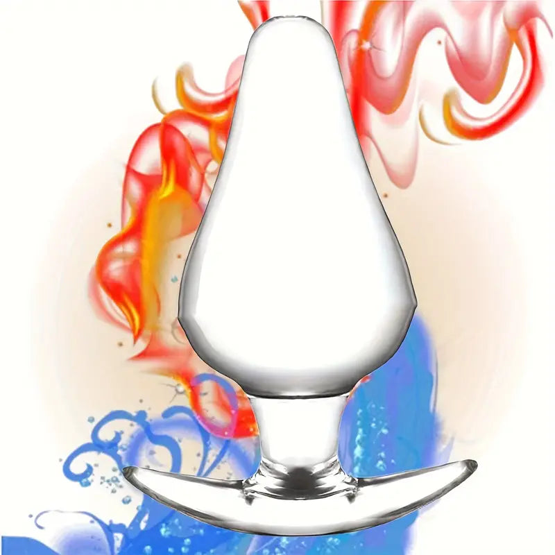 Crystal Glass Anal Plug Curved Base & Tapered Tip SM Anal Sex Trainer