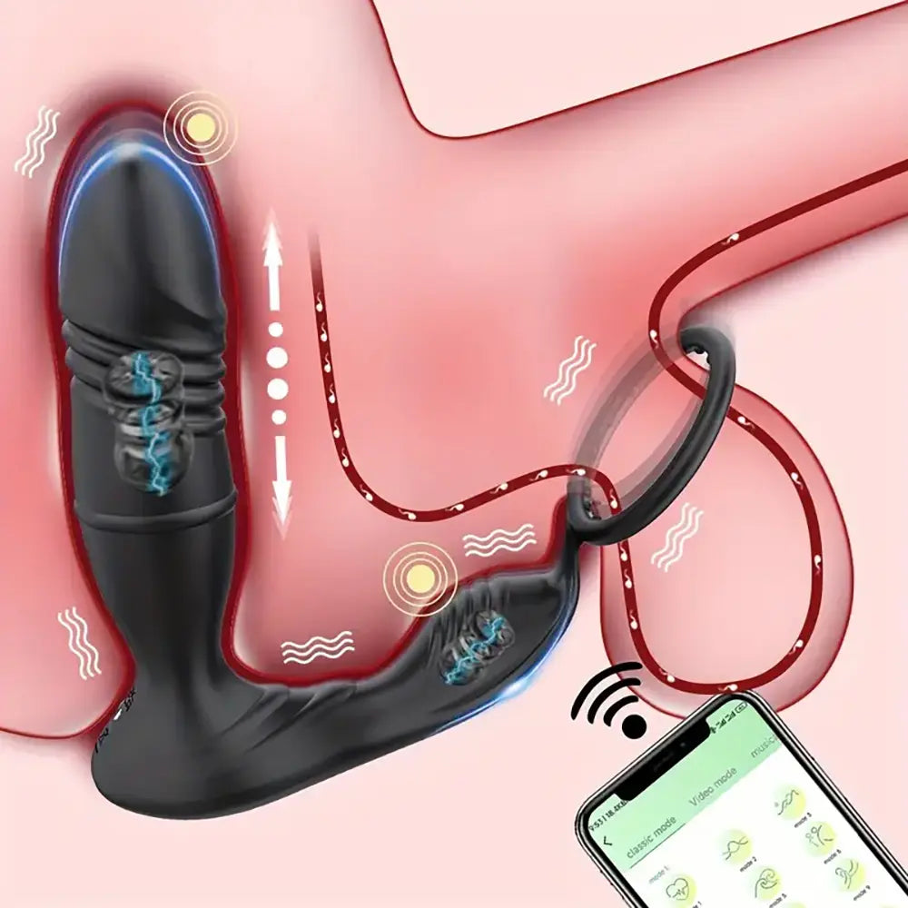 Electric Retractable Anal Plug With App Remote Control Prostate Massager