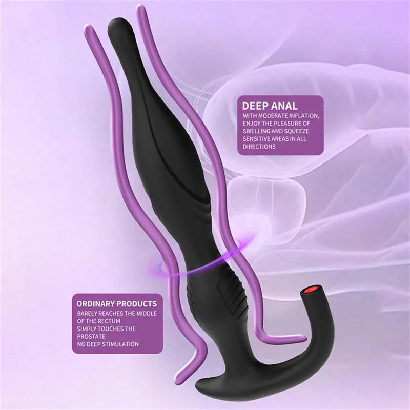 Silicone Inflatable Anal Plug With Textured Surface Long Friction Butt Plug