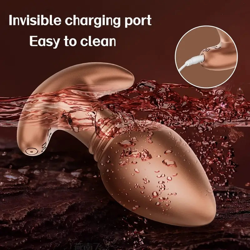 Golden Silicone Vibrating Butt Plug Rechargeable Prostate Massager