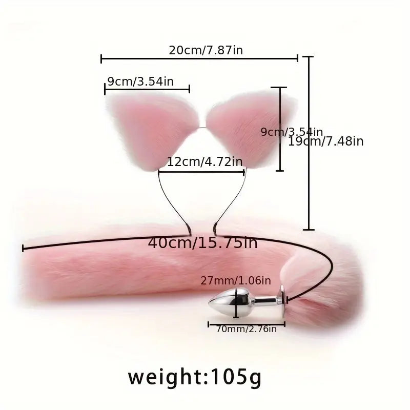 SM Metal Fox Tail Ear Set Tail Butt Plug With Ear Set For Cosplay Sex Game