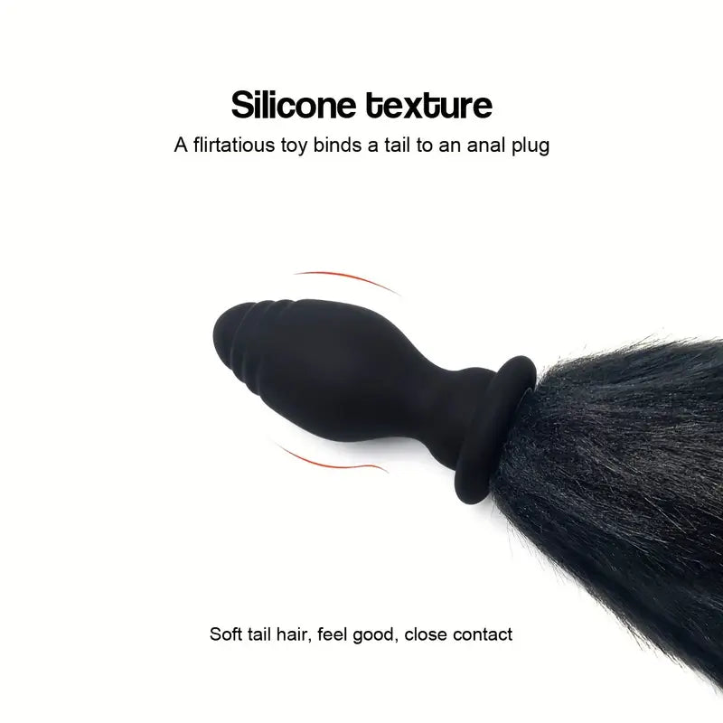 Unisex Controllable Vibrating Anal Plug Tail Detachable Role Playing Sex Toy