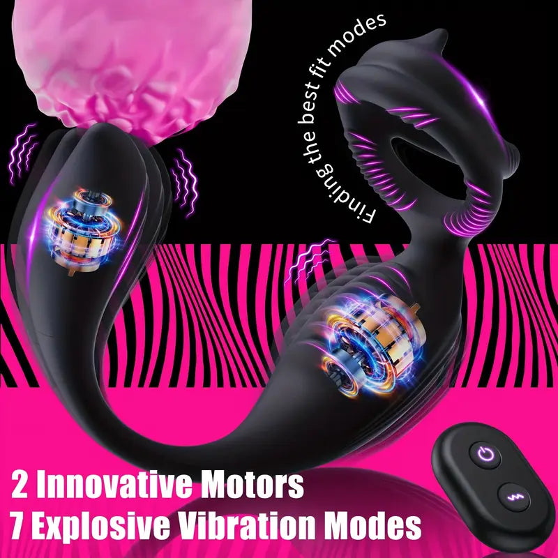 4 In 1 Prostate Massager With 7 Vibration Modes Penis Ring Butt Plug
