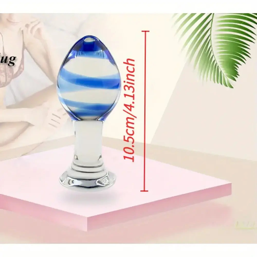 4.13inch Blue Glass Crystal Ball Plug Stimulator Butt Pleasure Wand