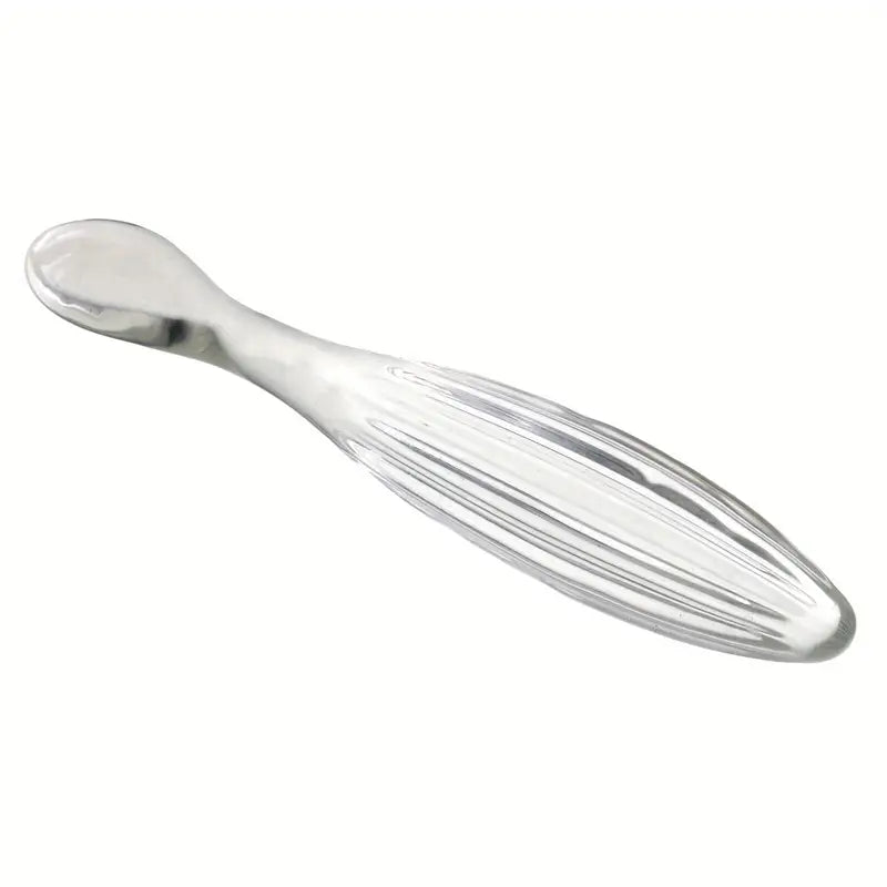 Ergonomic Handle Clear Glass Anal Plug G-Spot Massager With Ribbed Texture