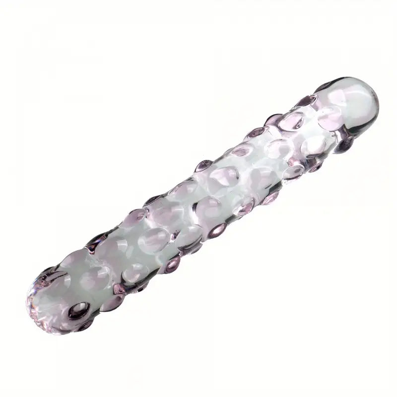 Unisex Transparent Spiked Glass Butt Plug With Geometric Bubbles Desig Unisex Transparent Spiked Glass Butt Plug With Geometric Bubbles Desig