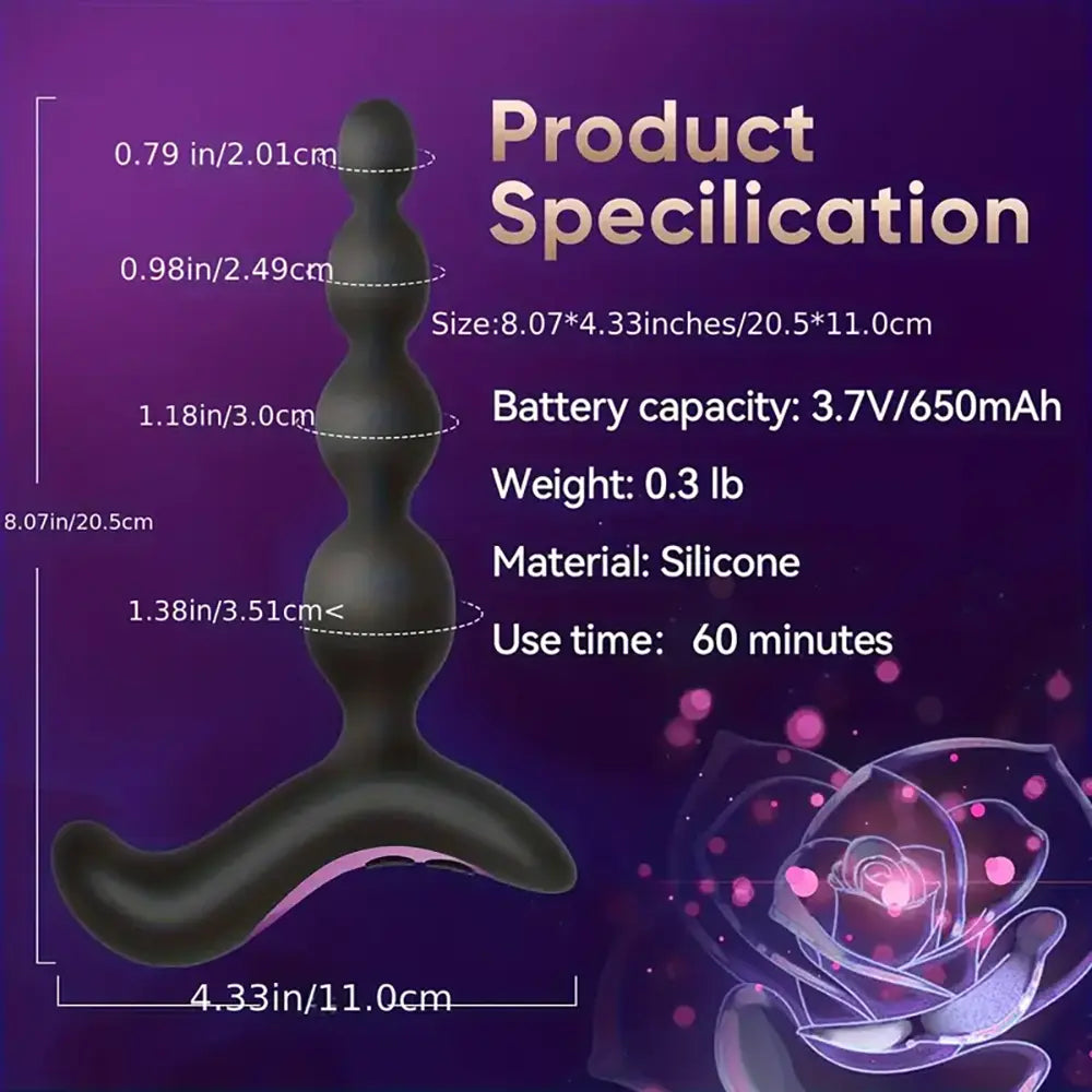 Vaginal G-spot Deep Stimulation Vibrating Beads Butt Plug Sex Stimulator