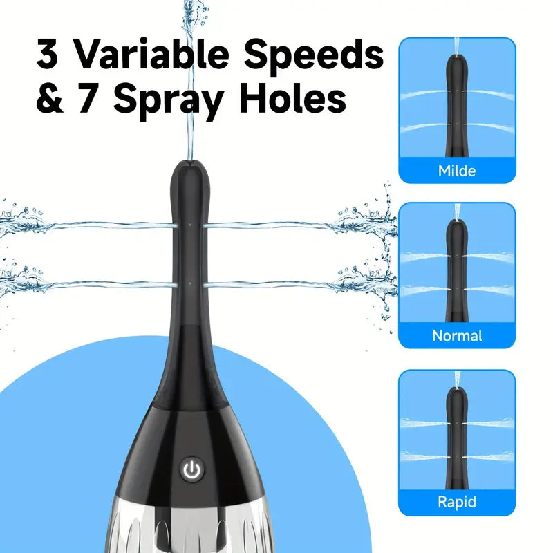3 Vibrating Speeds 7 Spay Holes Head Enema Cleaner For Anal Sex Toy