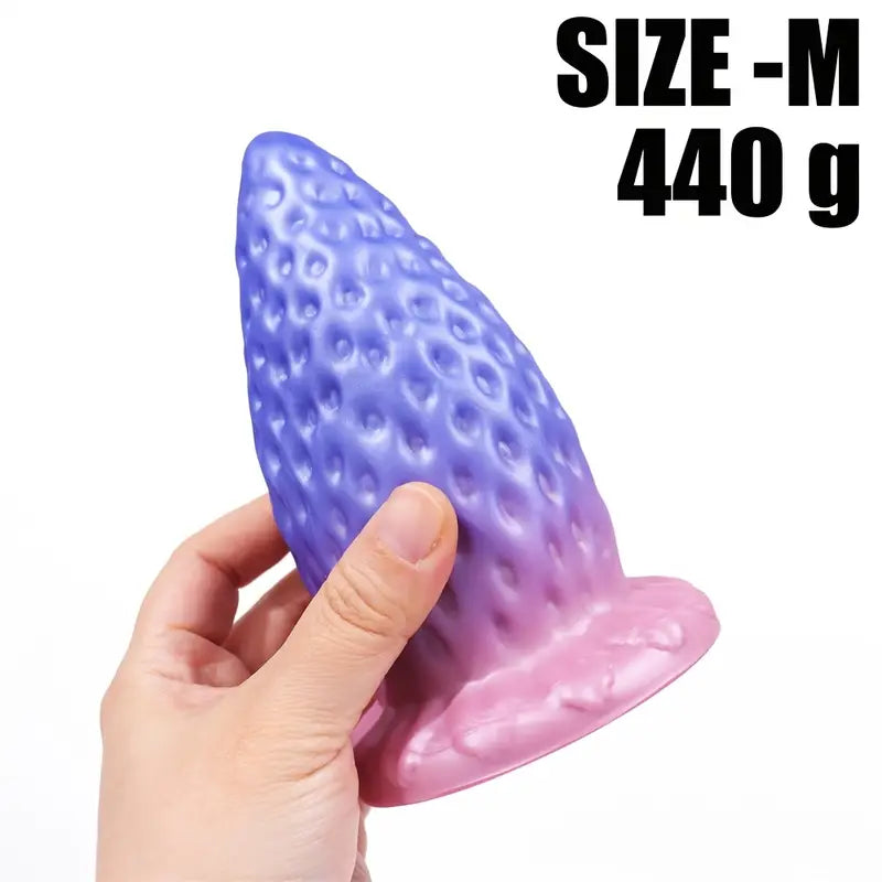 Giant Strawberry-Shaped Soft Liquid Silicone Purple Anal Plug Toy